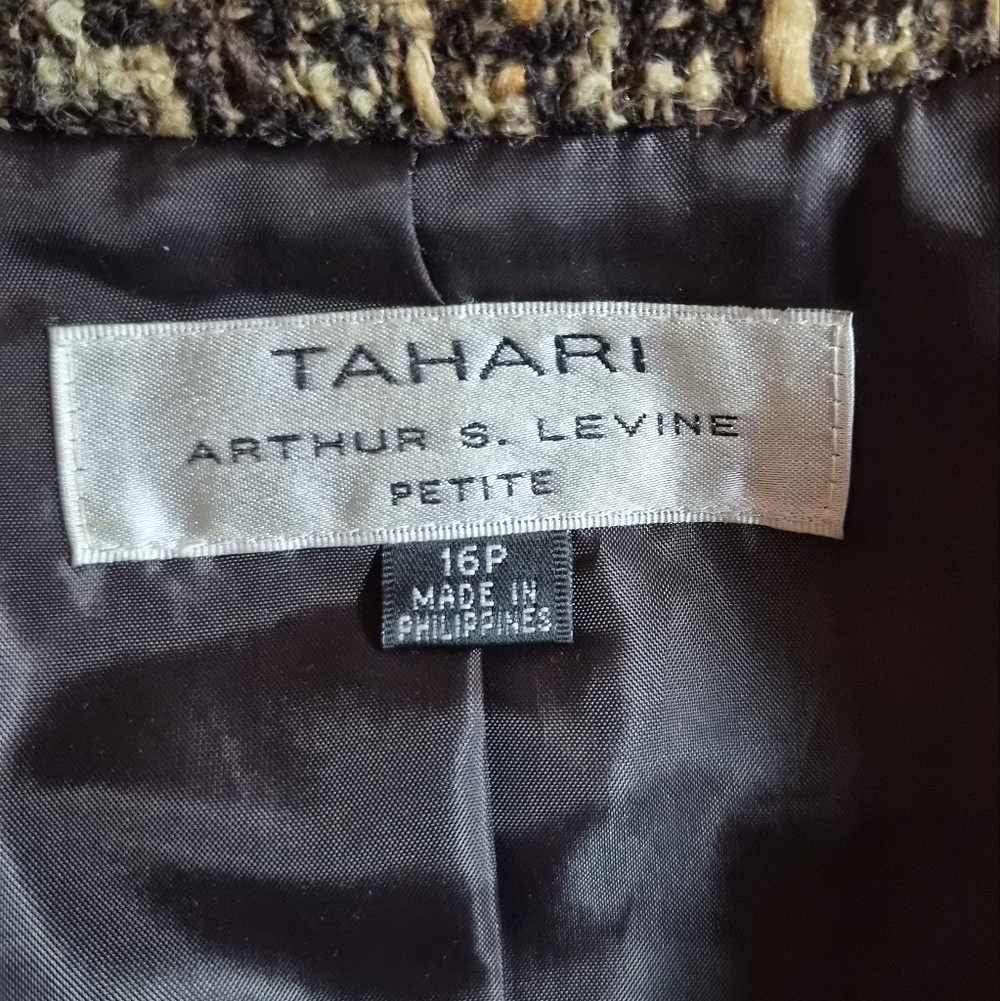 ​Tahari Arthur S. Levine Tweed Wool Blend Blazer Jacket - Size 16P - Picture 2 of 8